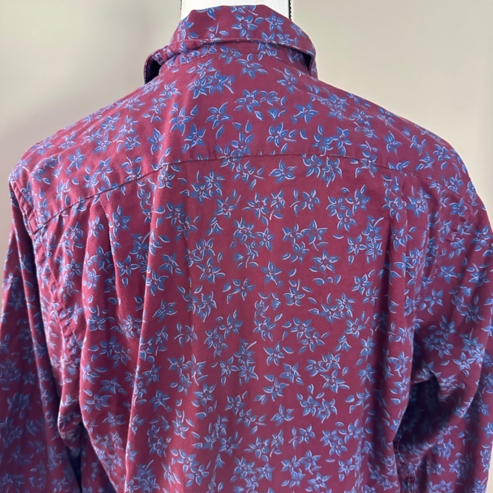 *L.L. BEAN* Burgundy x Purple Floral Button Down Size 16 - Picture 5 of 7